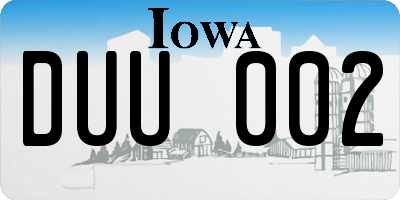 IA license plate DUU002