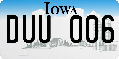 IA license plate DUU006