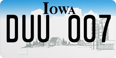 IA license plate DUU007