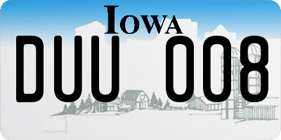 IA license plate DUU008