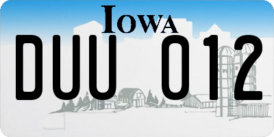 IA license plate DUU012