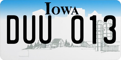 IA license plate DUU013