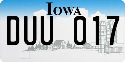 IA license plate DUU017