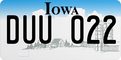 IA license plate DUU022