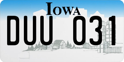 IA license plate DUU031