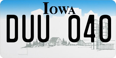 IA license plate DUU040