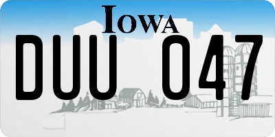 IA license plate DUU047