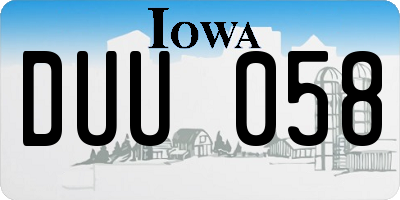 IA license plate DUU058
