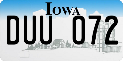 IA license plate DUU072