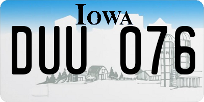 IA license plate DUU076
