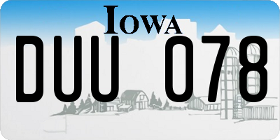 IA license plate DUU078