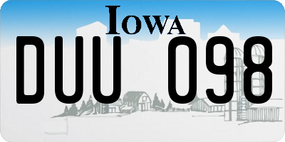 IA license plate DUU098