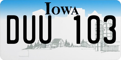 IA license plate DUU103