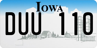 IA license plate DUU110