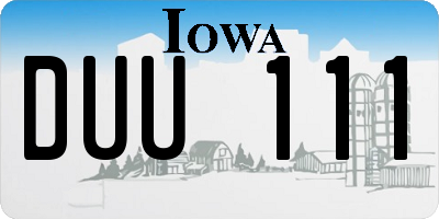 IA license plate DUU111