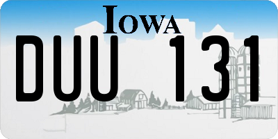 IA license plate DUU131