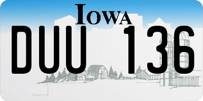 IA license plate DUU136
