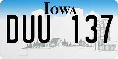 IA license plate DUU137