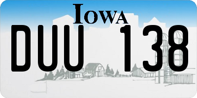 IA license plate DUU138