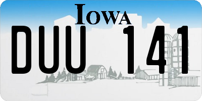 IA license plate DUU141
