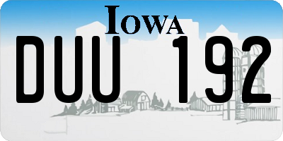 IA license plate DUU192