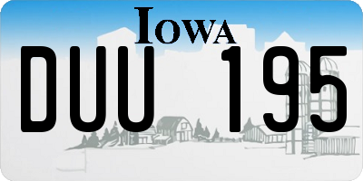 IA license plate DUU195