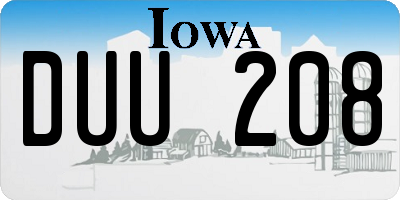 IA license plate DUU208