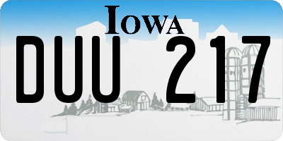 IA license plate DUU217