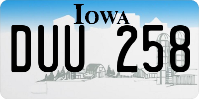 IA license plate DUU258