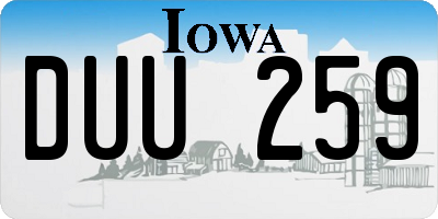 IA license plate DUU259