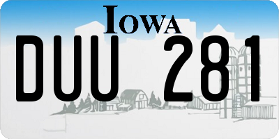 IA license plate DUU281