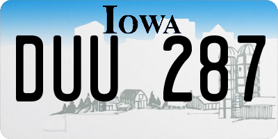 IA license plate DUU287