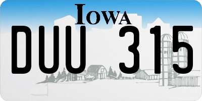 IA license plate DUU315