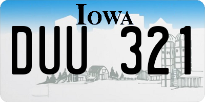 IA license plate DUU321