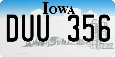 IA license plate DUU356