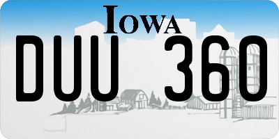 IA license plate DUU360