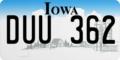 IA license plate DUU362