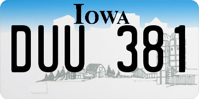 IA license plate DUU381