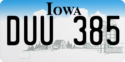 IA license plate DUU385