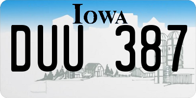 IA license plate DUU387