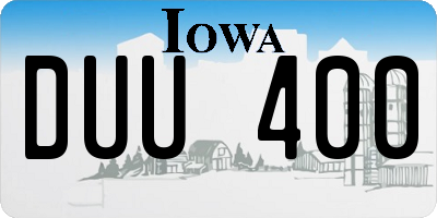 IA license plate DUU400