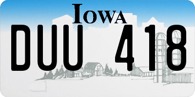 IA license plate DUU418