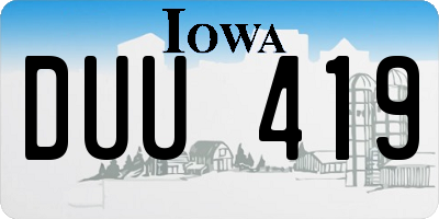 IA license plate DUU419