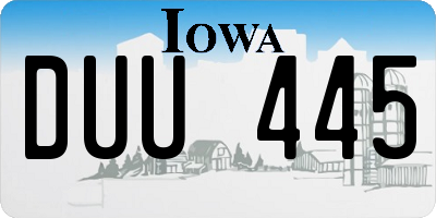 IA license plate DUU445