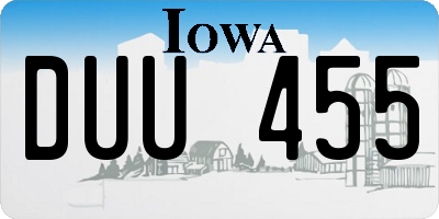 IA license plate DUU455