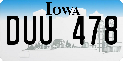 IA license plate DUU478