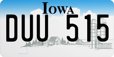 IA license plate DUU515