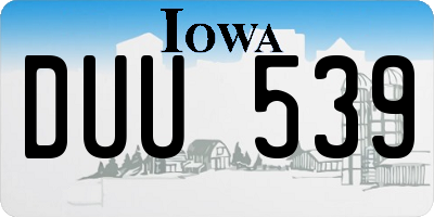 IA license plate DUU539