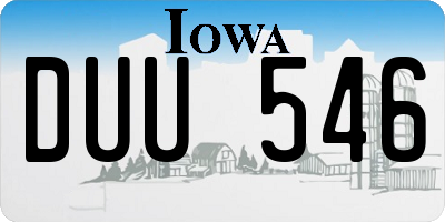 IA license plate DUU546