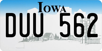 IA license plate DUU562